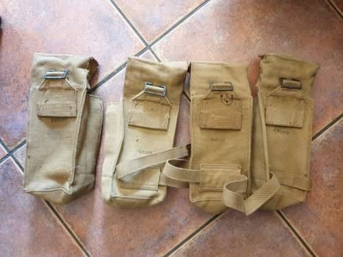set clean & original matching WW2 era South African troop Bren gun pouches (?) - Canada made