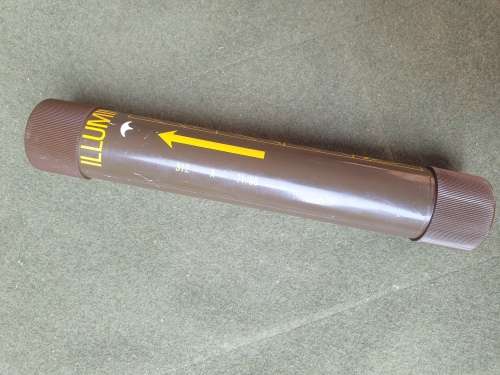 empty nutria tube SADF era (dd 1980?) EMPTY/EXPENDED 300m hand-held parachute illum flare, FFE