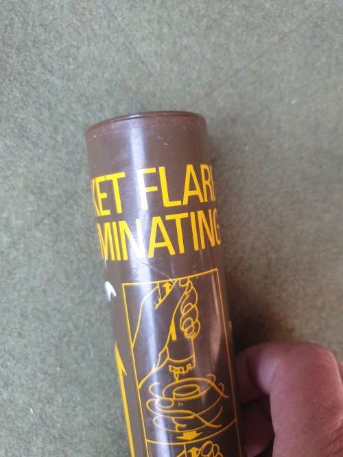 empty nutria tube SADF era (dd 1980?) EMPTY/EXPENDED 300m hand-held parachute illum flare, FFE