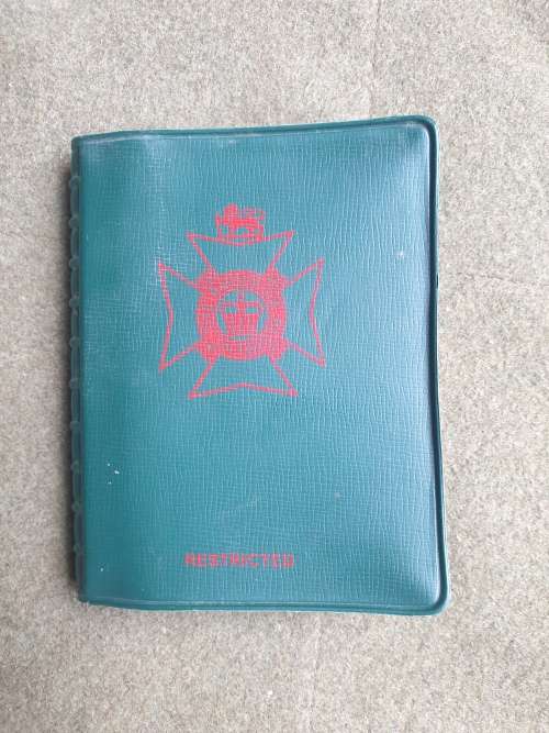 original Rhod bushwar era Rhod Regt snobby A6 size commanders aide memoir in complete clean conditon