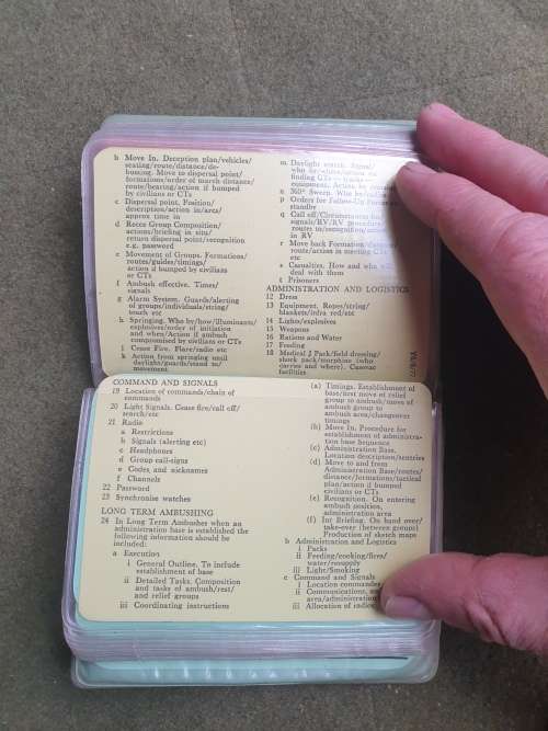 original Rhod bushwar era Rhod Regt snobby A6 size commanders aide memoir in complete clean conditon