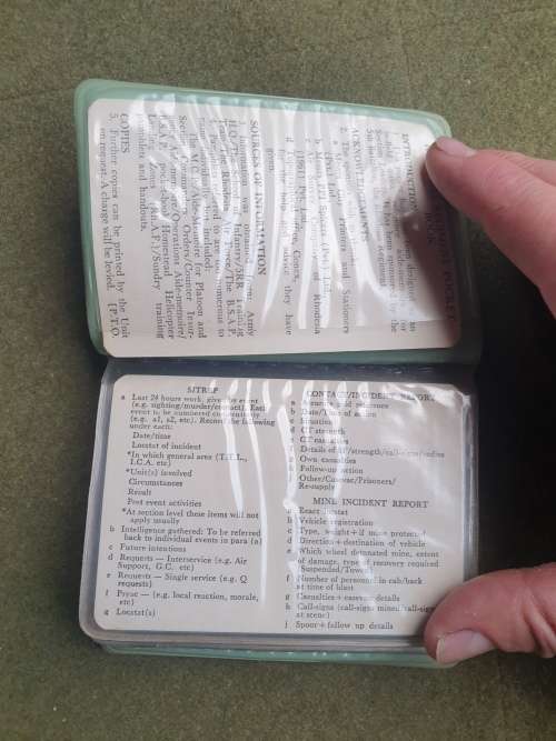 original Rhod bushwar era Rhod Regt snobby A6 size commanders aide memoir in complete clean conditon