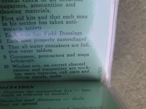 original Rhod bushwar era Rhod Regt snobby A6 size commanders aide memoir in complete clean conditon