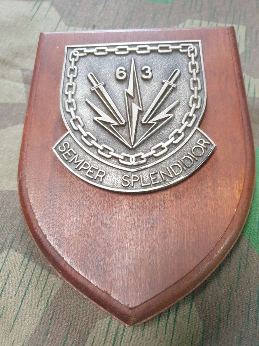 Original SADF era SWA/Angola Border war 63 Mech Bn Group plaque (metal on wood) - 4SAI Bn Infantry