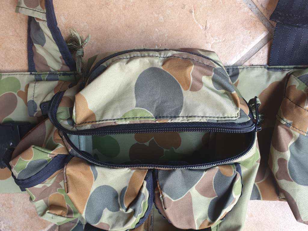 local RSA made REPRODUCTION Niemoller style SA SF model webbing as new - AUSCAM camo nylon