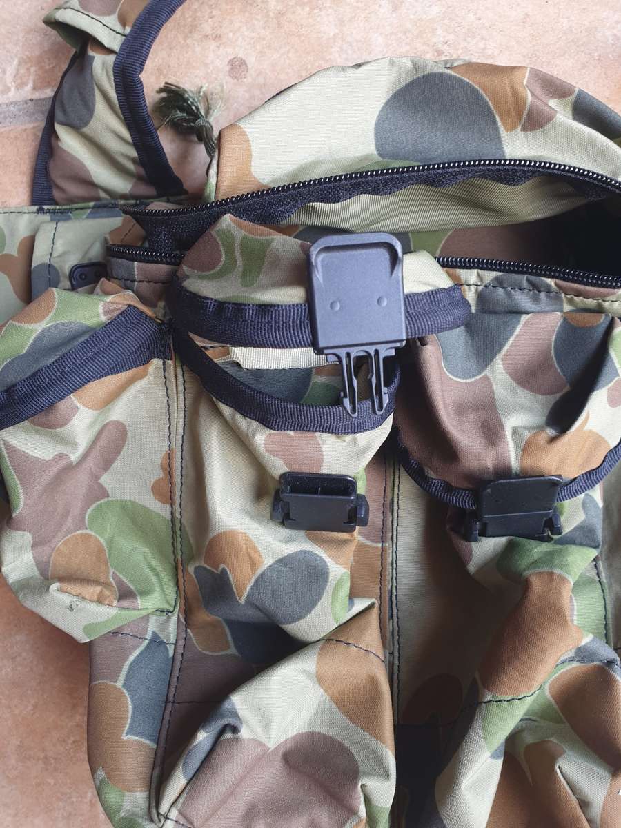 local RSA made REPRODUCTION Niemoller style SA SF model webbing as new - AUSCAM camo nylon