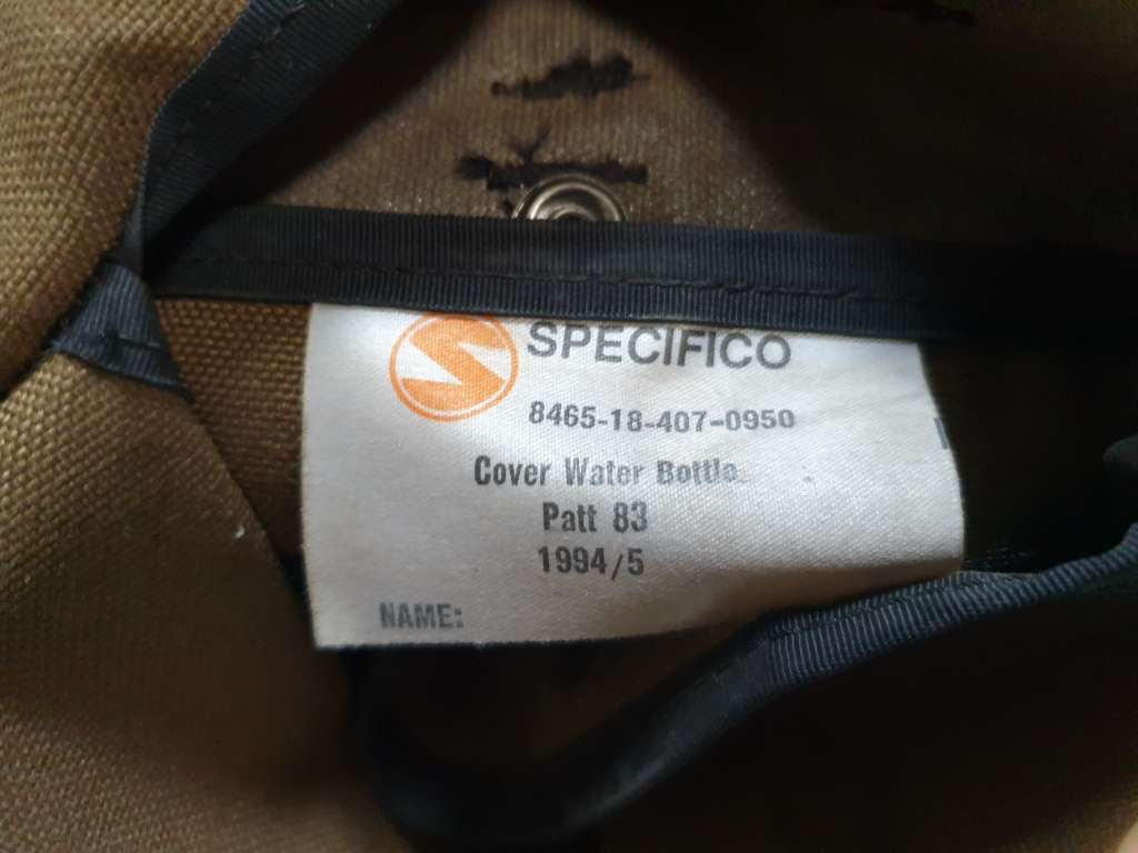 rarely seen SADF era dd 1994/5 nutria patt 83 type 1lt canteen pouch & water-bottle & fire-bucket