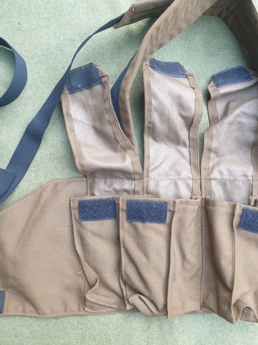 good used condition SADF era Pvt purchase SACAN Systems made basic nutria nylon R4 mag chest webbing