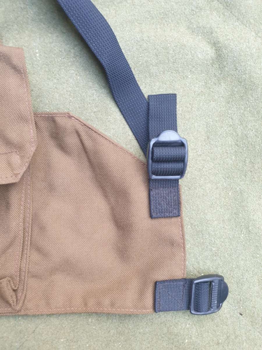 good used condition SADF era Pvt purchase SACAN Systems made basic nutria nylon R4 mag chest webbing