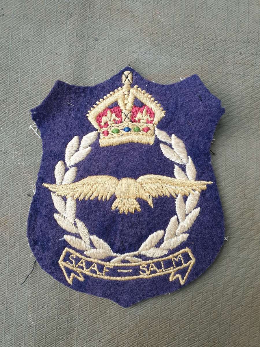original early large SAAF cloth blazer pocket badge (Kings Crown) in good used condition