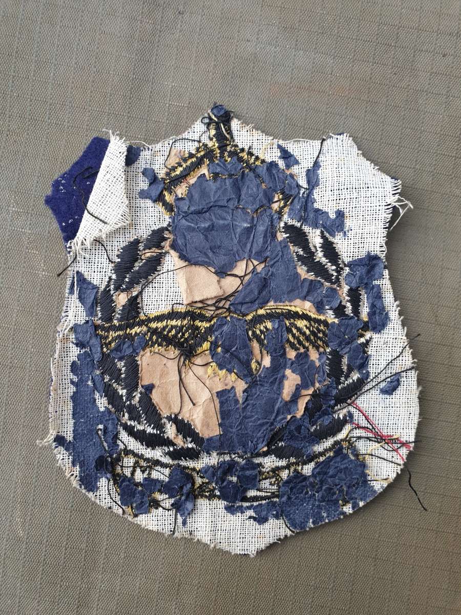 original early large SAAF cloth blazer pocket badge (Kings Crown) in good used condition