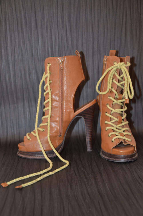 ASOS Beige high heel boots size 5