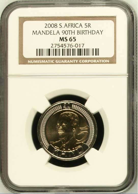 **MS65** RSA NGC GRADED MS65 2008 MANDELA R5 COINS!!!!****