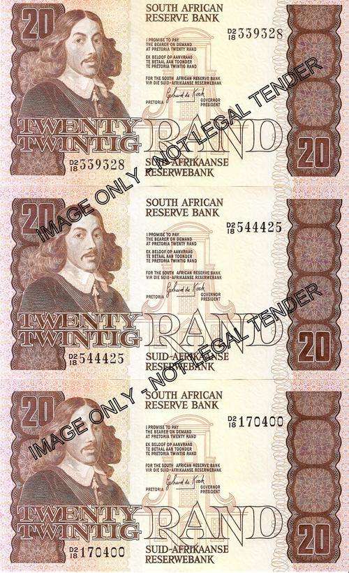 **GPC DE KOCK R20 NOTES!!UNC!!SECOND ISSUE 1981!!VERY RARE!!**3 AVAILABLE AS PER SCAN!!UNCIRCULATED!