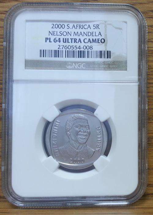 **PL64 UC** 2000 MANDELA "SMILEY" PL64 ULTRA CAMEO NGC GRADED COIN**LOW POP!!!
