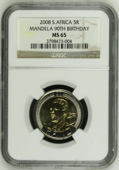 **2008 MANDELA 90th B-DAY MS65 NGC GRADED COIN** HIGH GRADE**