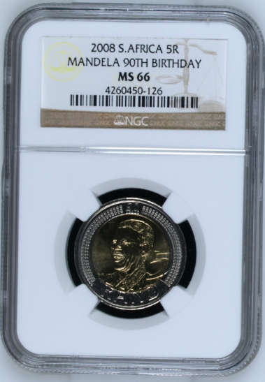 **2008 MANDELA 90th BIRTHDAY MS66 NGC GRADED COIN**4 AVAILABLE ON AUCTION**