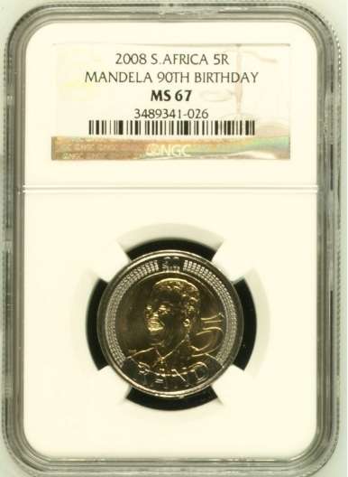 **2008 MANDELA 90th BIRTHDAY MS67 NGC GRADED COIN** 3rd HIGHEST GRADE**5 AVAILABLE**