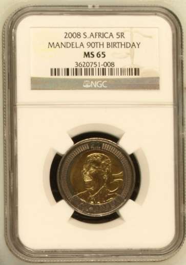 **2008 MANDELA 90th B-DAY MS65 NGC GRADED COIN** HIGH GRADE**2 AVAILABLE**