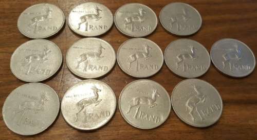 **REPUBLIC OF SOUTH AFRICA R1 SET**13 X R1 COINS**ONE BID FOR ALL 13**CONDITION AS PER SCAN**