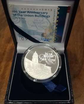 **2013 100 YEAR ANNIVERSARY OF THE UNION BUILDINGS**PROOF R2 CROWN**MINTAGE ONLY 1000**