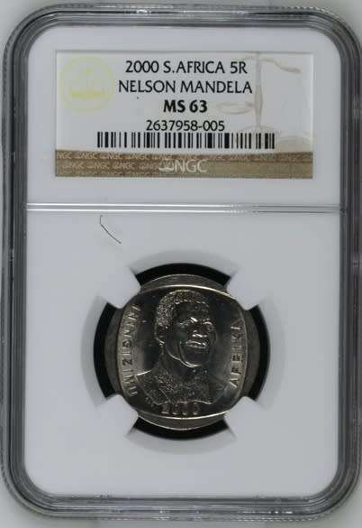 **2000 MANDELA SMILEY MS63 NGC GRADED COIN**NICE GRADE**
