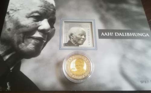 **COMBO**2018 NELSON MANDELA 100th BIRTHDAY CENTENARY CAPSULED R5 COIN**WITH STAMP FOLDER**BEAUTIFUL