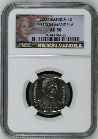 **2000 NELSON MANDELA "SMILEY" AU58 NGC GRADED**