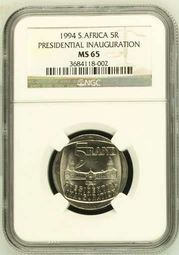 **1994 NELSON MANDELA PRESIDENTIAL INAUGURATION MS65 NGC GRADED COIN**2 AVAILABLE**