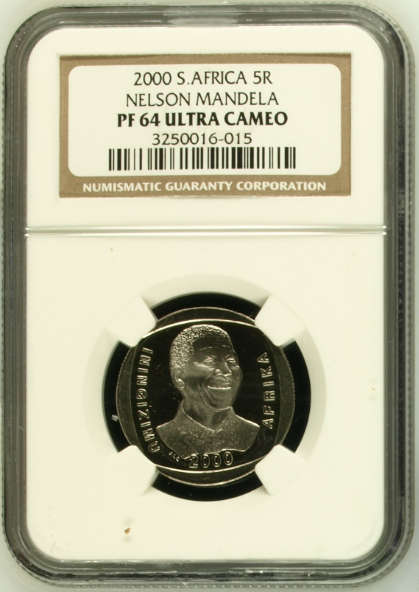 **2000 NELSON MANDELA "SMILEY" PF64 NGC GRADED**PROOF GRADE**
