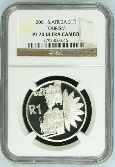 **2001 PROTEA RANGE TOURISM PROOF SILVER R1 PF70 NGC GRADED**ONLY 6 GRADED**FINEST KNOWN**