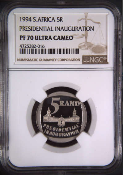 **1994 NELSON MANDELA PRESIDENTIAL INAUGURATION PF70 NGC GRADED**FINEST KNOWN GRADE IN THE WORLD**