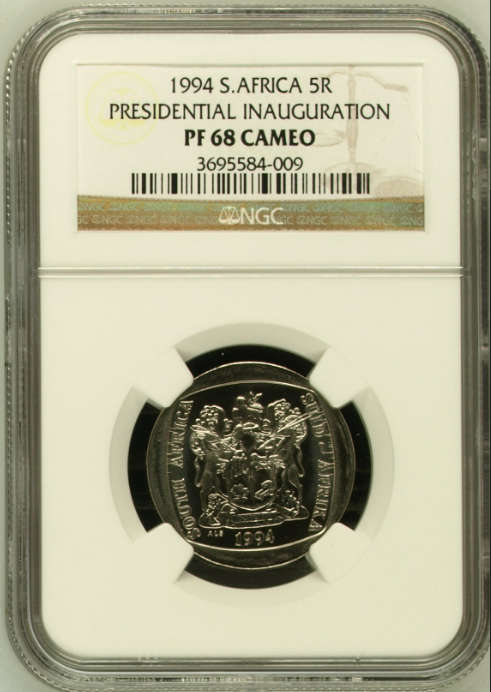 **1994 MANDELA INAUGURATION PF68 CAMEO NGC GRADED**SECOND HIGHEST GRADE**BEAUTIFUL COIN**