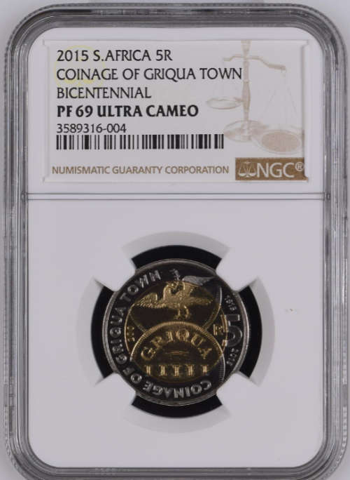 **FINEST KNOWN**BICENTENNIAL OF THE COINAGE OF GRIQUA TOWN 1815-2015 PF69 NGC GRADED**