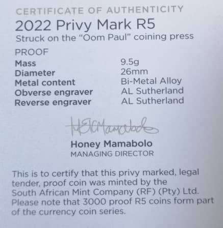 **NEW**2022 COIN WORLD OOM PAUL PRIVY MINT MARK PROOF R5**WITH COA** BEAUTIFUL COIN**LOW MINTAGE**