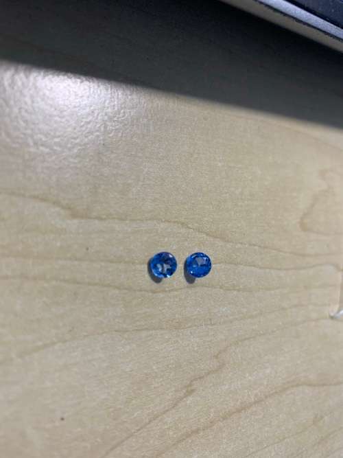 Natural Sweet Blue Topaz Brazil 2Pcs/1.24Ct Round 5 mm. Attractive Color! 1 bid for 2 pieces