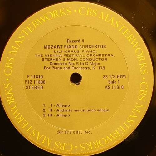 Mozart - Lili Kraus - Concerto No. 5 In D Major For Piano And Orchestre, K.175 (LP -Vinyl Record)