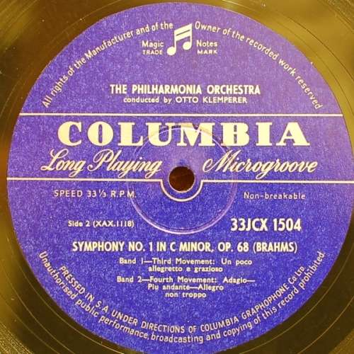 Brahms, Philharmonia Orchestra Conducted By Klemperer - Brahms, Symphony No. 1 (LP -Vinyl Record)