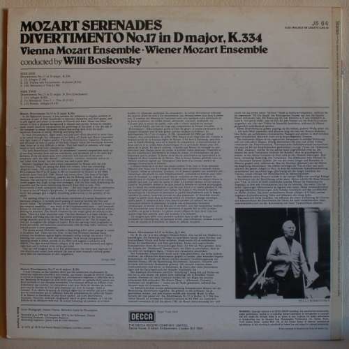 Mozart - Wiener Mozart Ensemble, Willi Boskovsky - Divertimento No 17 In D Major (LP -Vinyl Record)