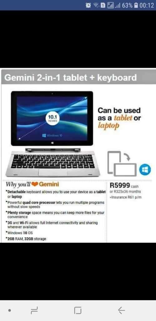 **FREE SHIPPING*Brand New Proline Gemini Mini Laptop 3G, touch screen, windows 10, lots of extras***