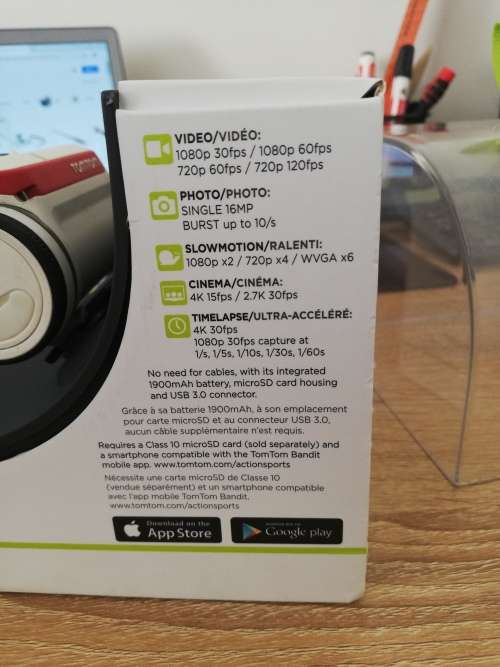 *****TOMTOM BANDIT 4K 1080P LIVE GPS ACTION CAMERA IN BOX, MEMORYCARD ,ACCESSORIES***R99 FREIGHT****