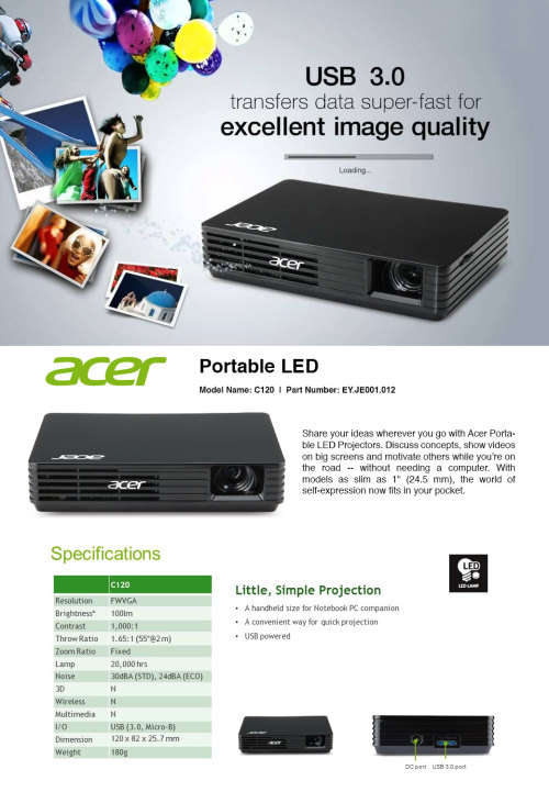 ***ESSENTIAL SERVICE APPROVED***ACER C120 LED PROJECTOR***LIKE NEW USED ONCE ***R10 000 NEW***