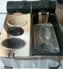 ***DEMO, LIKE NEW, NEVER USED** HOMECHOICE TWIN DEEP FRYER, STAINLESS STEEL. IN , BOX*****