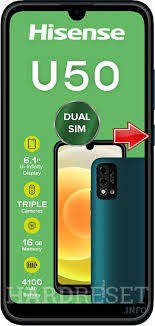 **HISENSE U50 DUAL SIM, TRIPPLE CAMERA*TURQUOISE*STOPS ON UPDATE SCREEN*SOLD AS IS*