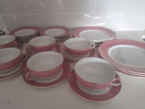 **POSSIBLE HIGH VALUE CHINA*BEAUTIFULL 30PC CONWAY RIDGEWAY DINNER SET,GOLD PATED RIM?*
