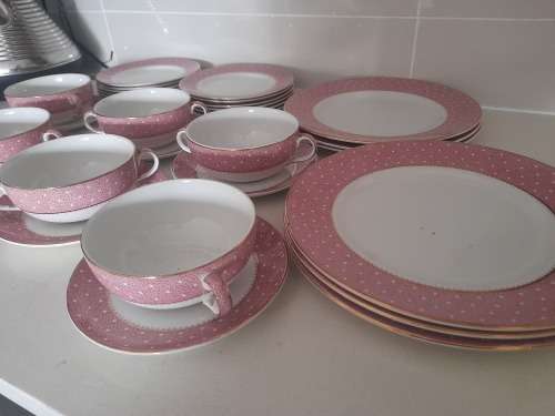 **POSSIBLE HIGH VALUE CHINA*BEAUTIFULL 30PC CONWAY RIDGEWAY DINNER SET,GOLD PATED RIM?*
