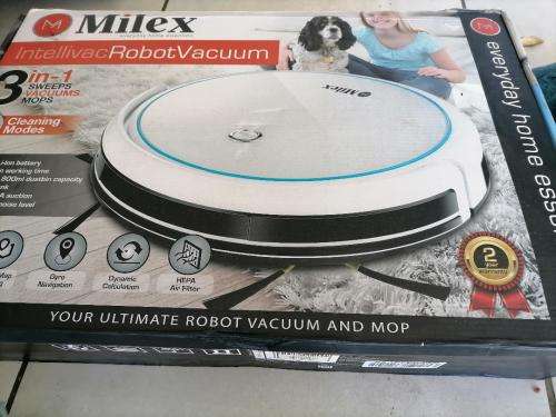 *NEW CONDITION MILEX INTELLIVAC ROBOT 3IN1 VAC,MOP,SWEEP, REMOTE,DOCK STATION ETC+ BOX*R6000 RETAIL