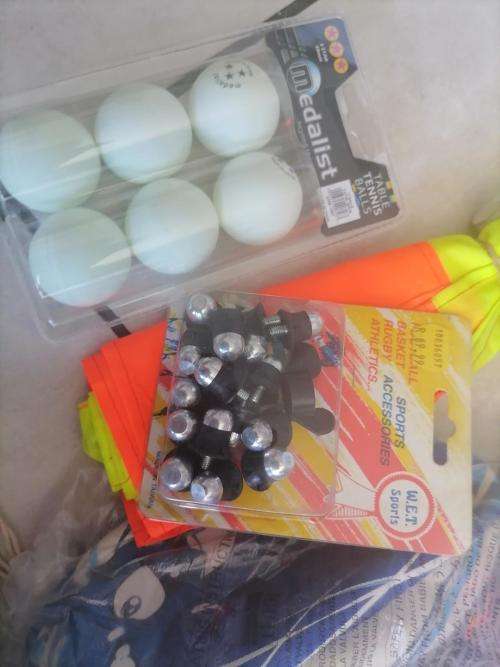 **HUGE SPORT SHOP LIQUIDATION*LOT OF BRAND BALLS.FLAGS.CONES ETC ETC*OVER R5000 RETAIL**