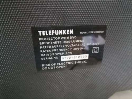 *MONTH END MADNESS**TELEFUNKEN TDP-2500DVD PROJECTOR WITH POWER CORD*R3700 RETAIL**