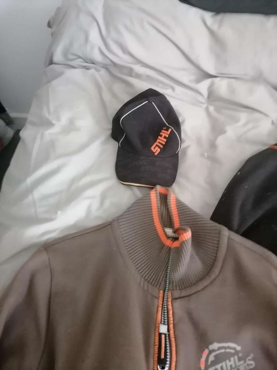 **STORAGE CLEARANCE*LOT OF STIHL JERSEYS,CAP,SCARF*SIZE LARGE**ONE BID FOR THE LOT**